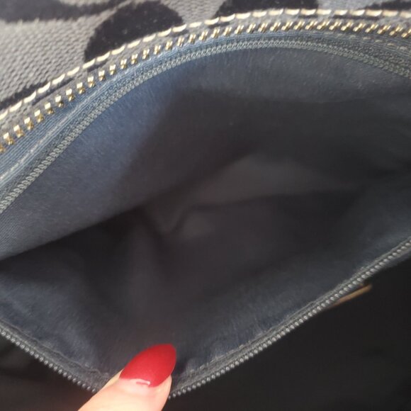 COACH navy and brown totw bag - Picture 2 of 5